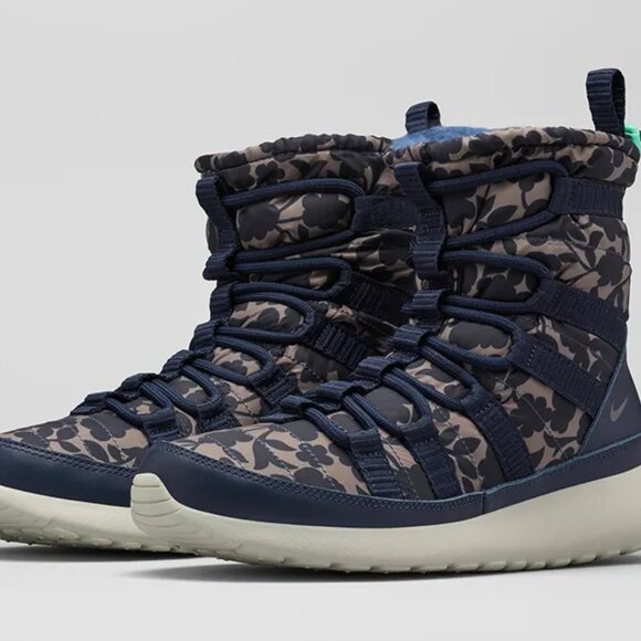 Nike Women's Navy Brown Rosh One Thermal Ankle Winter Sneakerboot Size 7.5 - Picture 1 of 7